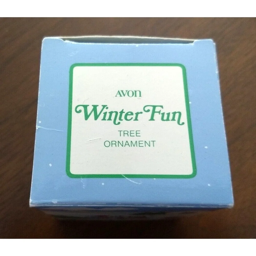 AVON  Winter Fun Christmas Ornament 1983 Eskimos & Penguin in Igloo w/ Orig. Box